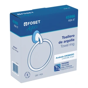 Toallero argolla metálico acabado cromo, Foset Aqua