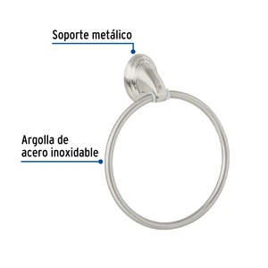 Toallero argolla metálico acabado satín, Foset Aqua