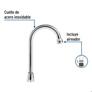 Foset Cuello tipo bar para mezcladora de lavabo, cromo, Aqua