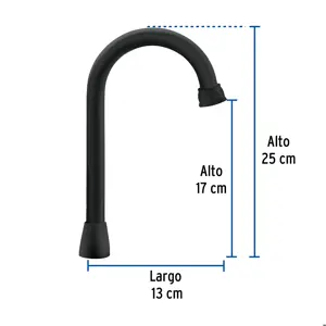 Foset Cuello tipo bar para mezcladora de lavabo, negro mate, Aqua