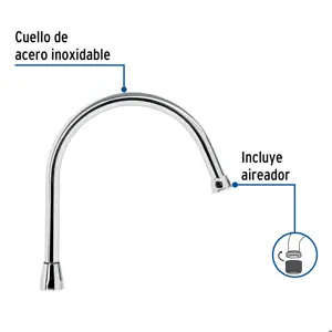 Foset Cuello largo para mezcladora de fregadero, cromo, Aqua