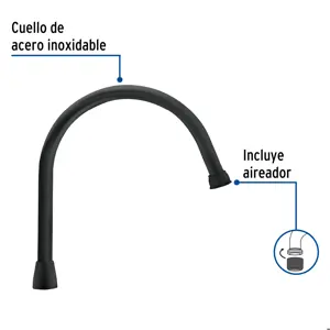 Foset Cuello largo para mezcladora de fregadero, negro mate, Aqua
