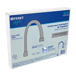 Foset Cuello largo para mezcladora de fregadero, satín, Aqua