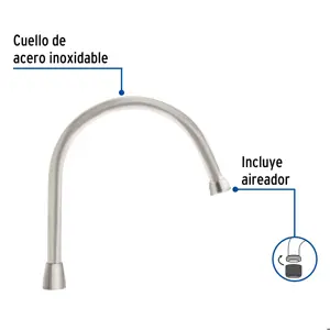 Foset Cuello largo para mezcladora de fregadero, satín, Aqua