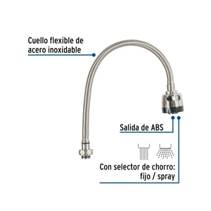 Cuello flexible para mezcladora de fregadero, satín, AQUA