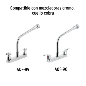 Foset Cuello tipo cobra para mezcladora de fregadero, cromo, Aqua