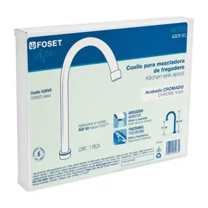 Foset Cuello curvo para mezcladora de fregadero, cromo, Aqua
