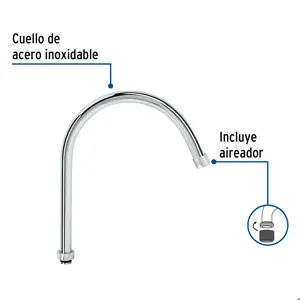 Foset Cuello curvo para mezcladora de fregadero, cromo, Aqua