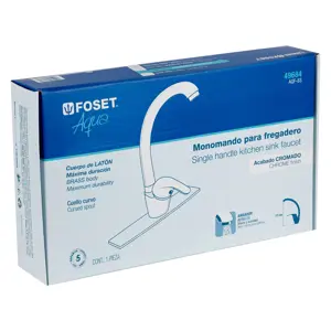 49684 / AQF-83 Foset Monomando fregadero cromo, cuello curvo, AQUA