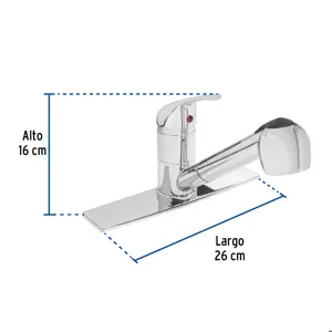 Foset Monomando fregadero cromo, cuello extraíble, AQUA