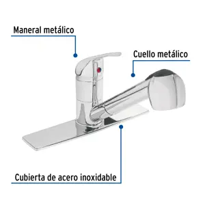 Foset Monomando fregadero cromo, cuello extraíble, AQUA