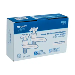 49805 / AQI-11 Foset Juego 2 llaves individuales para lavabo, cromo, cruceta,AQUA