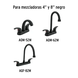 Foset Juego manerales de palanca p/lav-fregadero,negro mate,Aqua