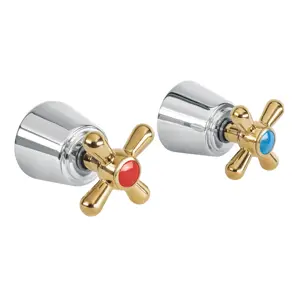 49630 / AQMR-61G Foset Juego de manerales de cruceta para regadera, cromo oro,Aqua