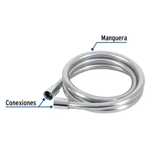 Manguera lisa para regadera, manual, cromada, Foset Riviera