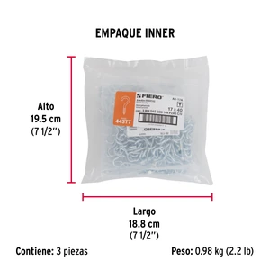 Bolsa con 144 armellas abiertas de 17 x 40, Fiero