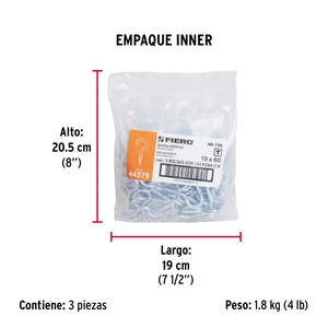 Bolsa con 144 armellas abiertas de 19 x 60, Fiero