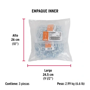 Bolsa con 72 armellas abiertas de 22 x 100, Fiero