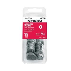 Blíster con 35 arandelas planas de 3/16