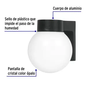 Arbotante de pared tipo globo, lámpara no incluida, Volteck