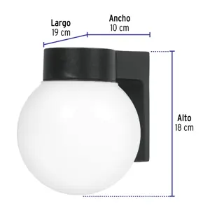 Arbotante de pared tipo globo, lámpara no incluida, Volteck
