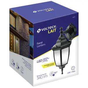 Arbotante de LED 8 W tipo farol suspendido negro, Volteck