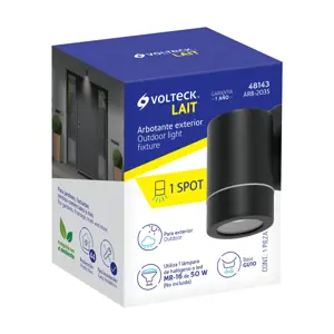 48143 / ARB-203S Volteck Arbotante de acento 1 spot negro, lámpara no incluida