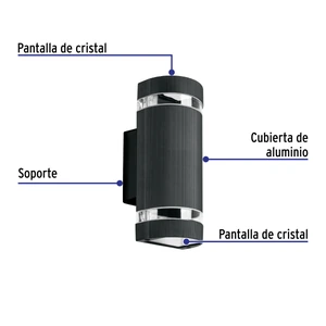 Arbotante exterior con 2 spots, lámparas no incluidas, negro