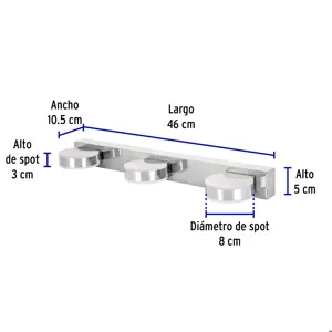 Volteck Arbotante decorativo de LED 10 W con 3 spots para baño