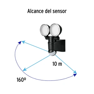 Arbotante LED 12 W negro con sensor de movimiento, Volteck