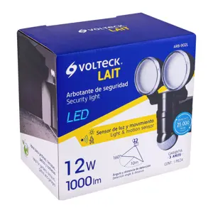 47338 / ARB-902L Arbotante LED 12 W negro con sensor de movimiento, Volteck