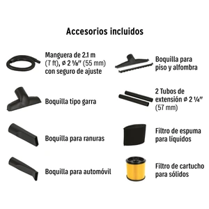 Aspiradora de sólidos y líquidos, 12 gal, plástica, Truper