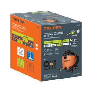 Truper Aspiradora sólidos y líquidos, 12 gal, soplador desmontable