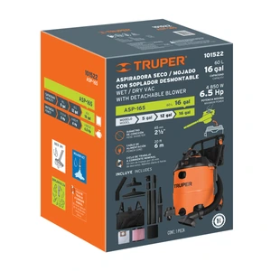 Truper Aspiradora sólidos y líquidos, 16 gal, soplador desmontable