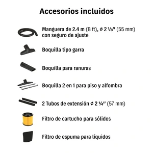 Aspiradora de sólidos y líquidos, 16 gal, acero inox, Truper