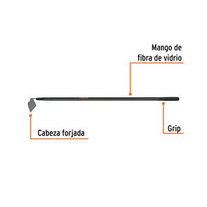 Azadón jardinero, mango fibra de vidrio de 60