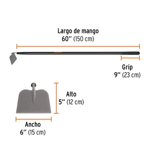 Azadón jardinero, mango fibra de vidrio de 60