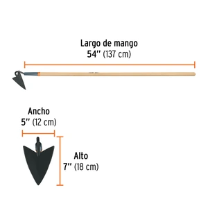 Azadón triangular jardinero, mango de 54