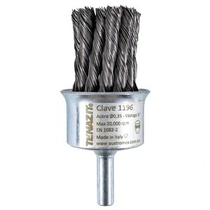 Cepillo trenzado de 30 x 0.35 x 6.4 mm con vástago para limpieza de superficies.