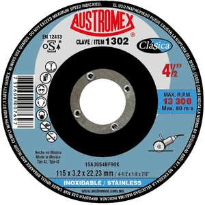 AUSTROMEX-1302 / 1302 Disco abrasivo para corte de acero inoxidable de 115 x 3.2 x 22.23 mm