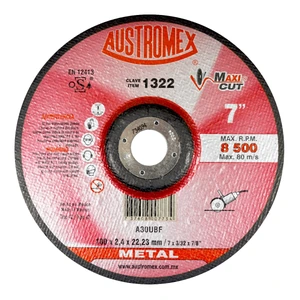 Disco abrasivo para corte de acero, fundición y soldadura de 180 x 2.4 x 22.23 mm