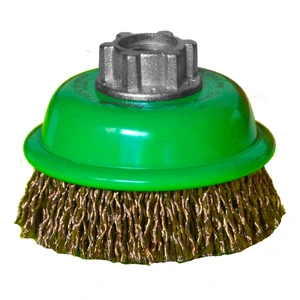 Cepillo tipo copa ondulado de para limpieza de superficies metálicas y remoción de soldadura, pintura, corrosión, fundición y cualquier adherencia