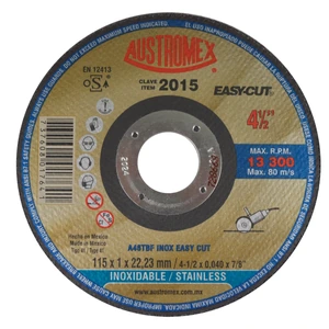 AUSTROMEX-2015 / 2015 Disco abrasivo para corte de acero inoxidable de 115 x 1 x 22.23 mm