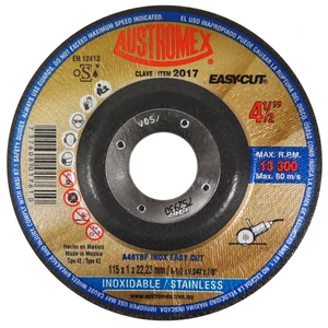 AUSTROMEX-2017 / 2017 Disco abrasivo para corte de acero inoxidable de 115 x 1 x 22.23 mm