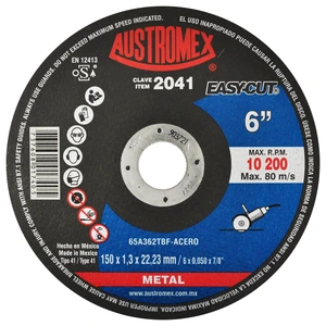 AUSTROMEX-2041 / 2041 Disco abrasivo de 150 x 1.3 x 22.23 mm para corte de metal
