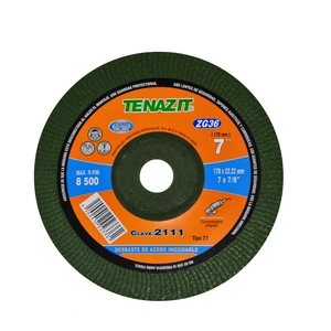 Disco abrasivo para desbaste de acero inoxidable y titanio de 178 x 22.22 mm