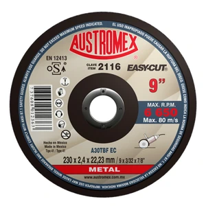 Disco abrasivo para corte de metal y uso general de 230 x 2.4 x 22.23 mm