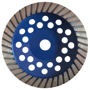 Copa de diamante Turbo de 180 x 22.23 mm para desbaste acabado medio de mármol, granito, concreto y bloque no abrasivo.