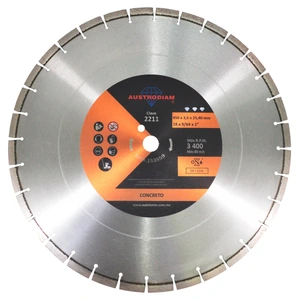 AUSTROMEX-2211 / 2211 Disco de diamante de 450 x 3.6 x 25.4 mm para corte de concreto curado o reforzado