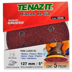 Juego de 5 discos de lija autoadherible de óxido de aluminio, grano